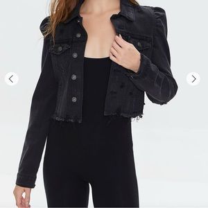 Puff-Sleeve Denim Jacket